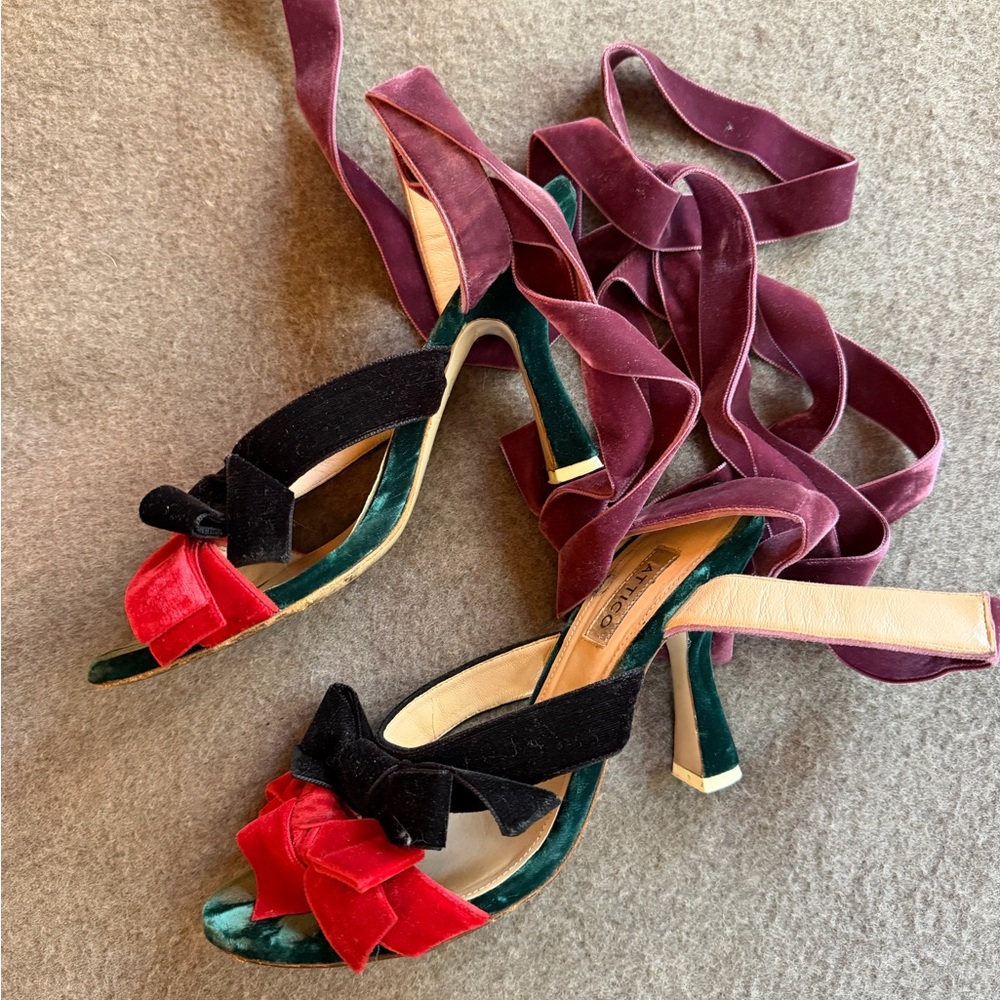 The Attico multicolor velvet bow heels - Picture 7 of 8